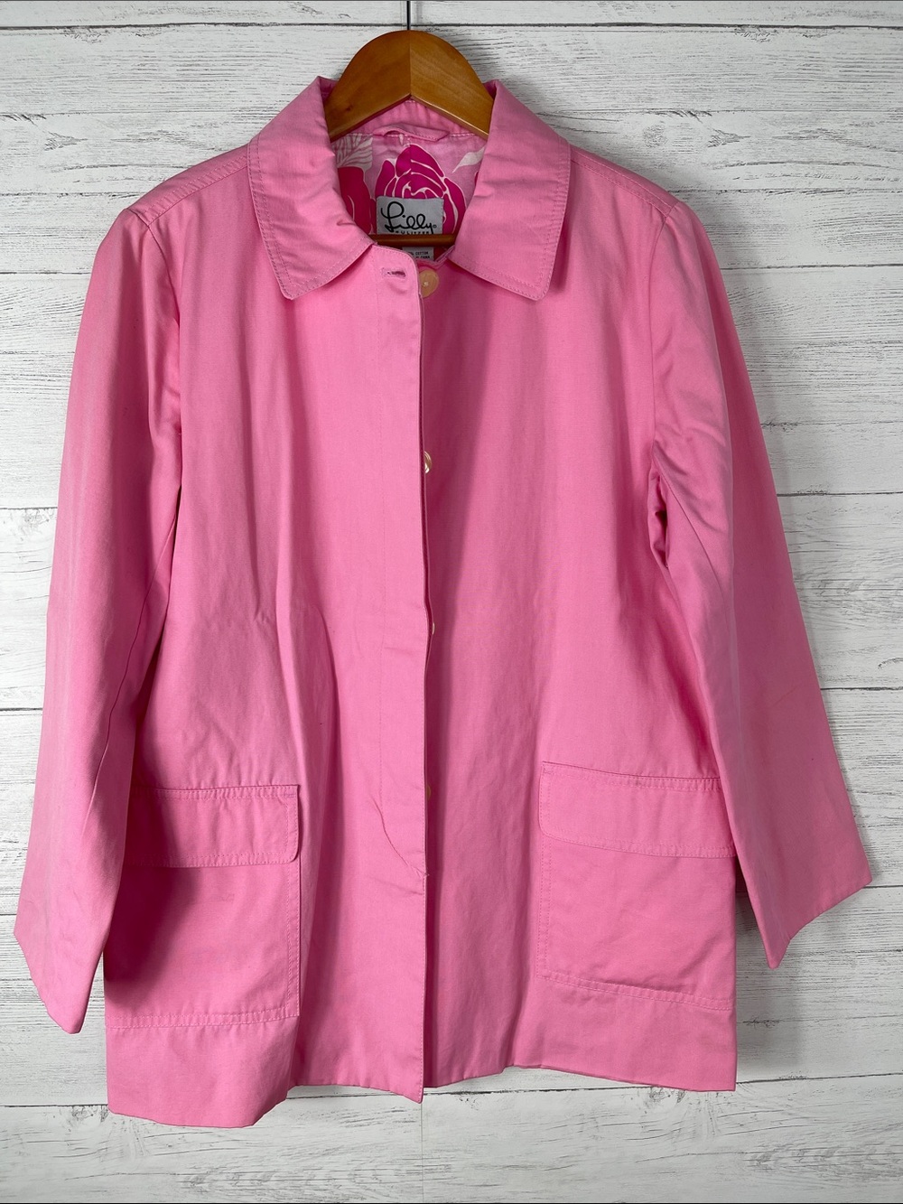 Lilly Pulitzer Bright Pink Cotton Swing Trench Coat